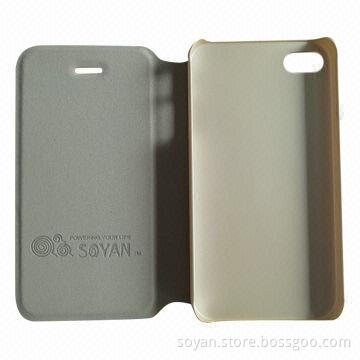 Customized flip PU leather case for iPhone 5/metal shining appearance with various colors